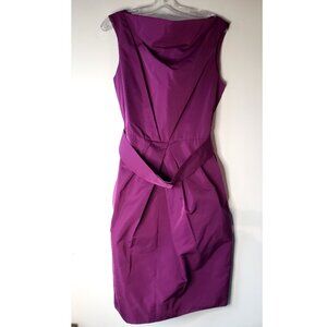 Lida Baday Formal Dress w Belt Silk Poly Blend Aubergine Eggplant Purple